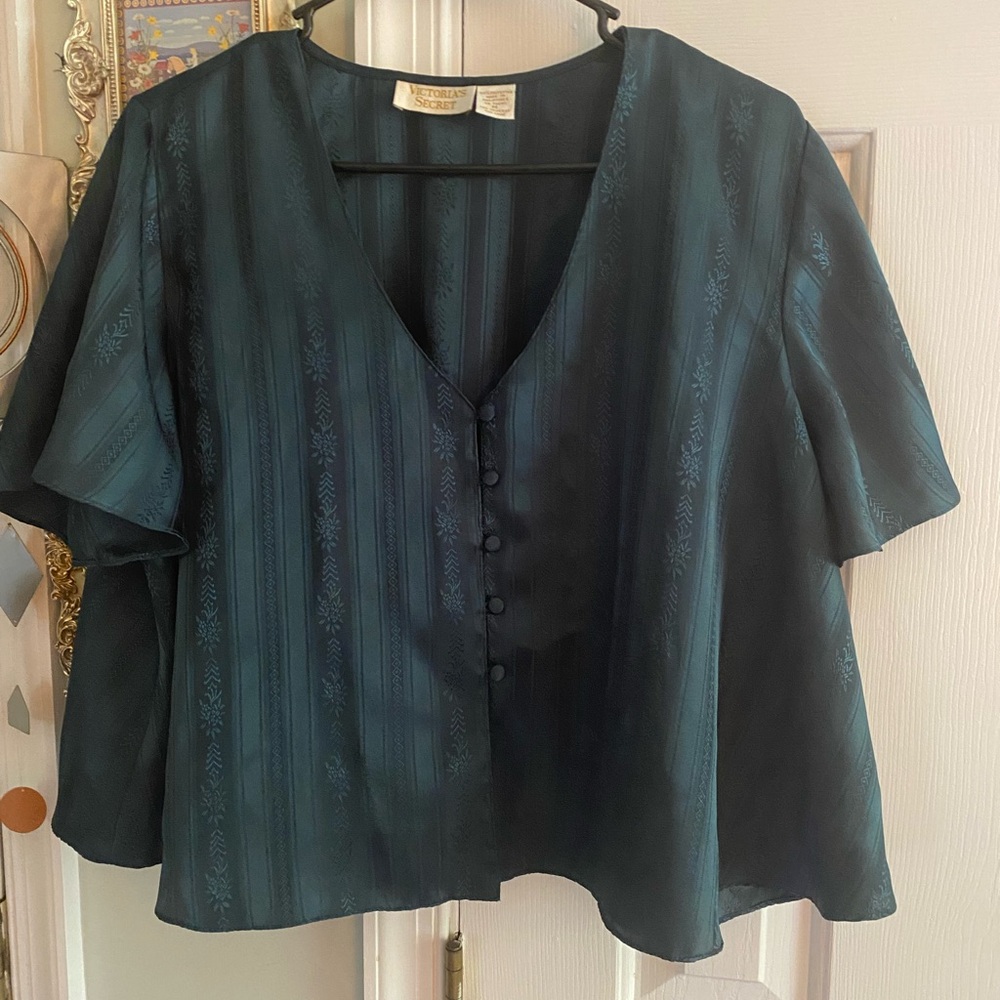 Victoria’s Secret Vintage Gold Label Emerald Green Flowy Top